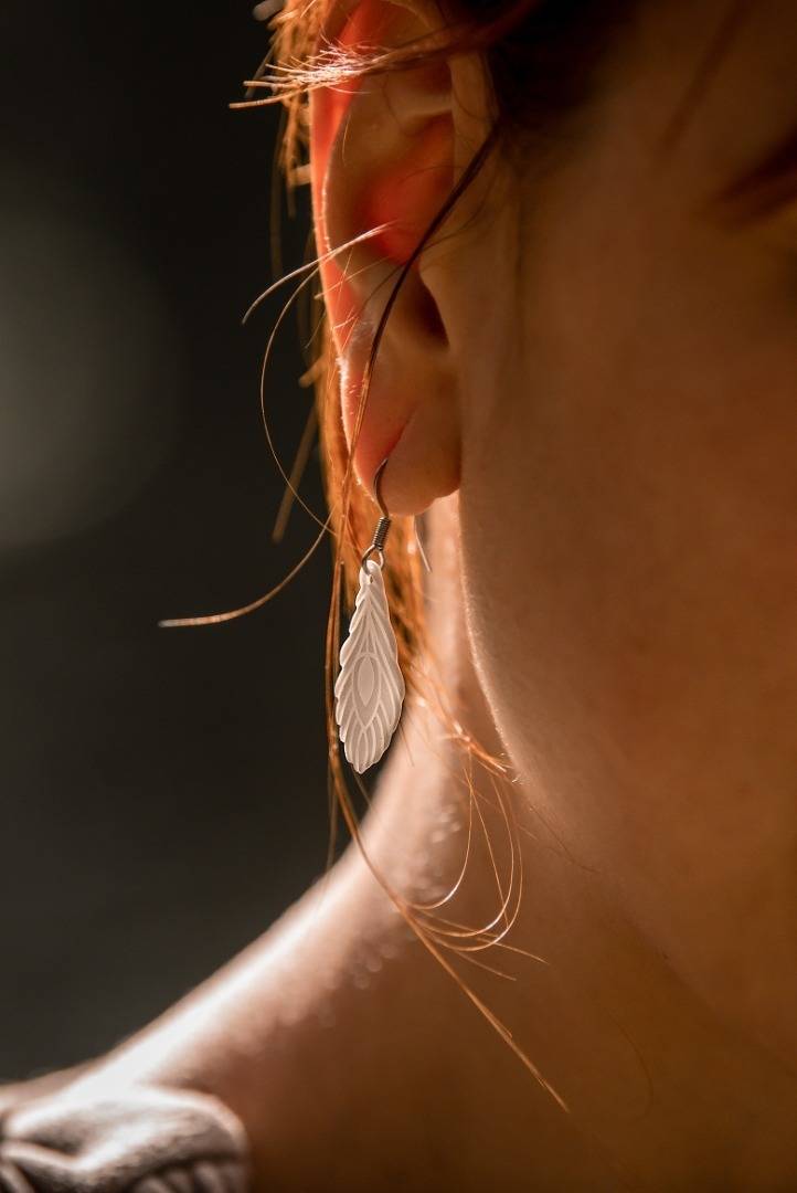 boucles d'oreilles porcelaine blanche transparence